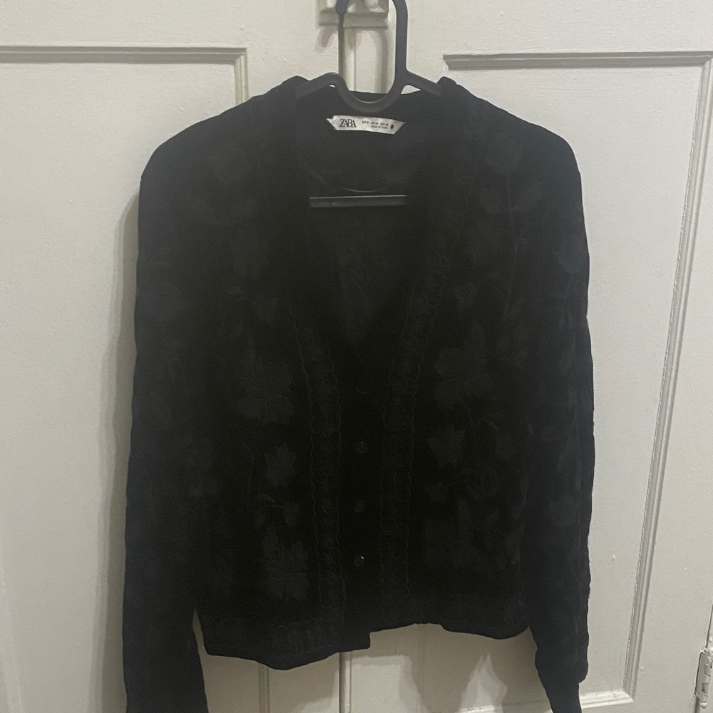 Zara Black Floral Cardigan